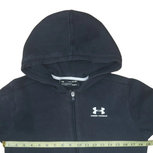 Under Armour Boys Black Full Zip Hoodie YXL 158-170cm ColdGear Fleece - Image 2