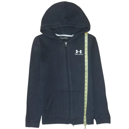 Under Armour Boys Black Full Zip Hoodie YXL 158-170cm ColdGear Fleece - Image 3