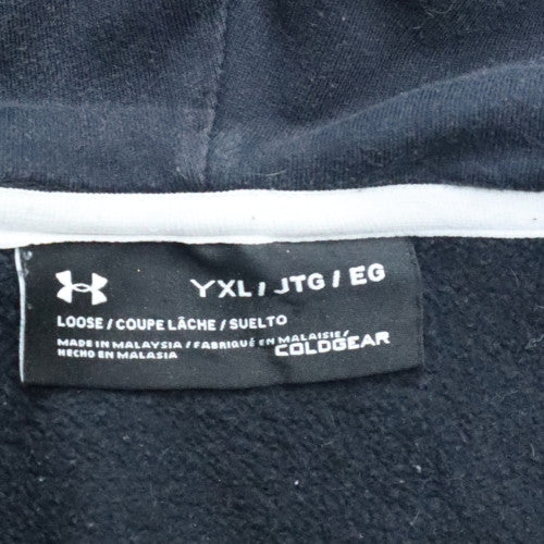 Under Armour Boys Black Full Zip Hoodie YXL 158-170cm ColdGear Fleece - Image 5