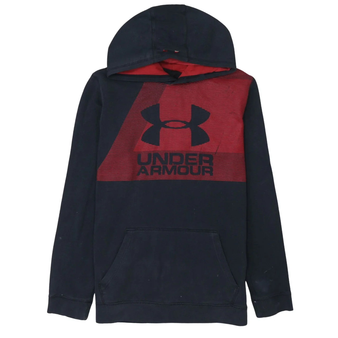 Under Armour Boys Black & Red Pullover Hoodie XL Loose Fit ColdGear