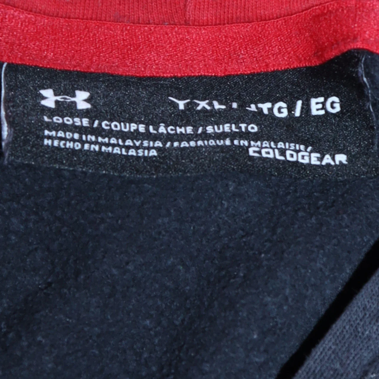 Under Armour Boys Black & Red Pullover Hoodie XL Loose Fit ColdGear - Image 5