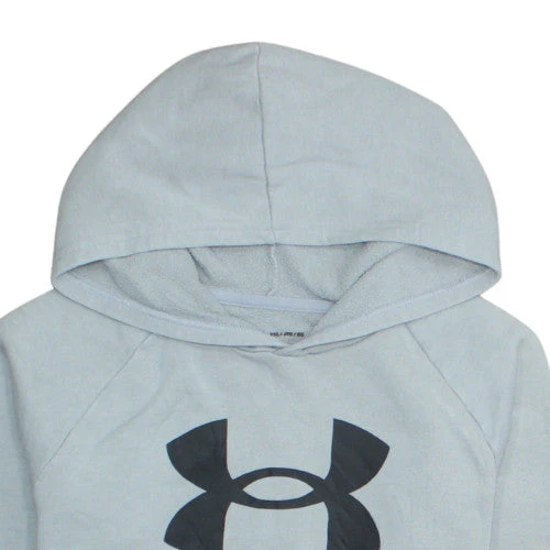 Under Armour Boys Grey ColdGear Hoodie VXL Pullover Fleece Sweatshirt - Image 7