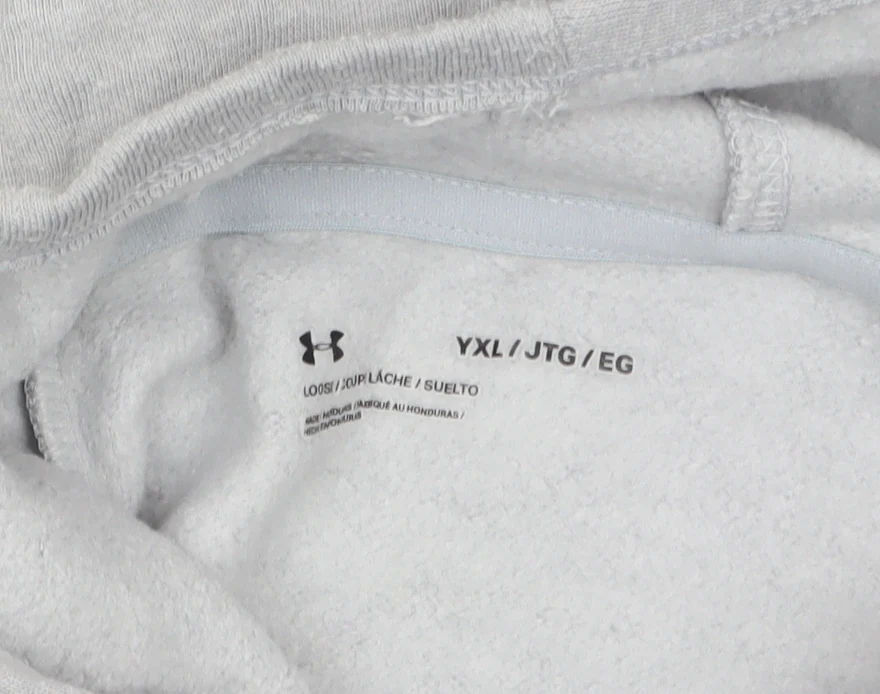 Under Armour Boys Grey Hoodie YXL Loose Fit Cotton Blend Pullover - Image 5
