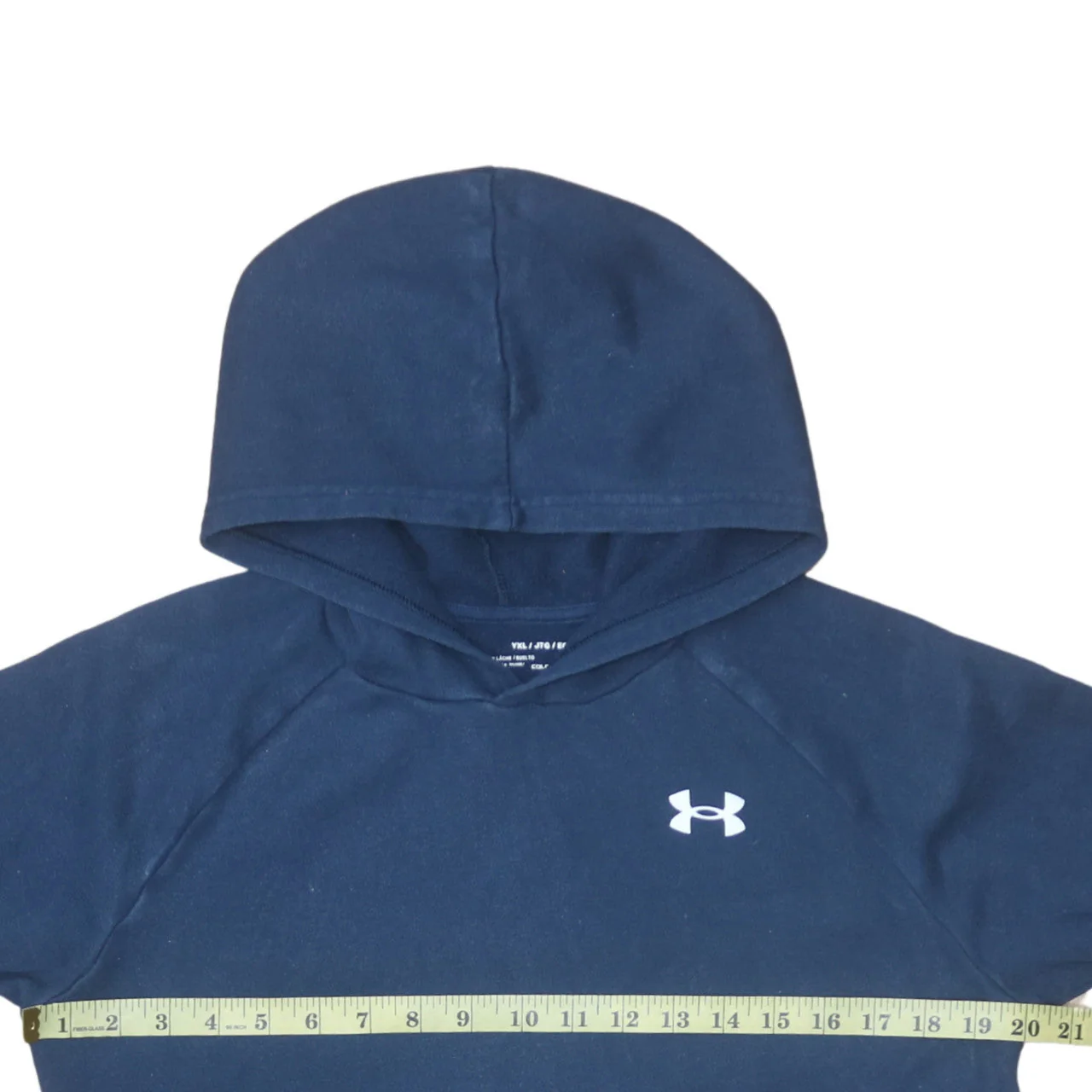 Under Armour Boys Navy Blue Pullover Hoodie YXL 158-170 ColdGear Fleece - Image 2