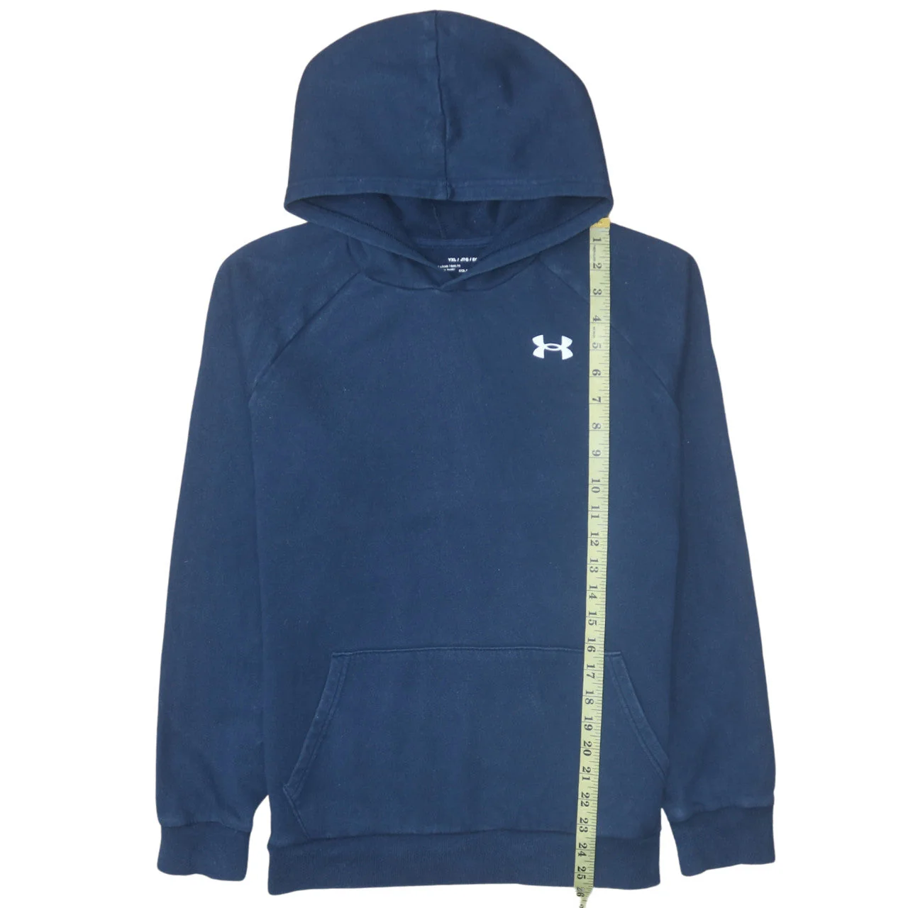 Under Armour Boys Navy Blue Pullover Hoodie YXL 158-170 ColdGear Fleece - Image 3