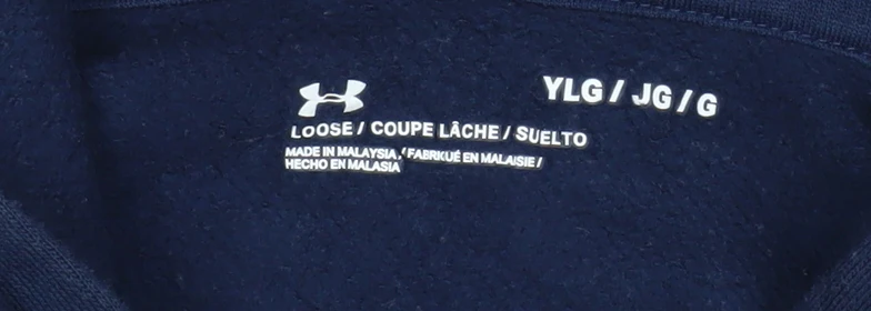 Under Armour Boys Navy Hoodie YLG Loose Fit Cotton Blend Pullover - Image 4