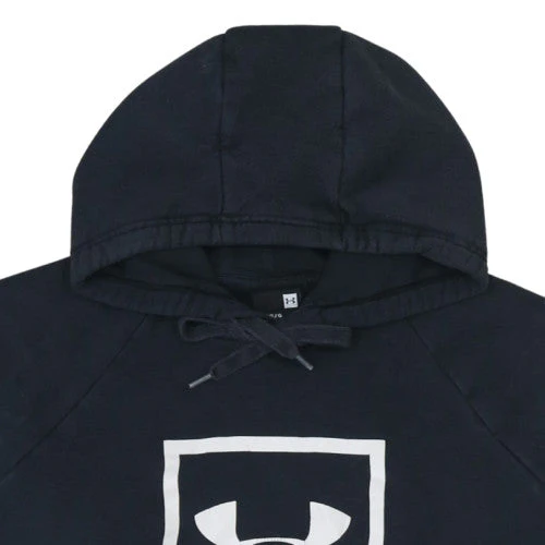Under Armour Men Blue Pullover Hoodie L Fleece Logo Sportswear - Image 7