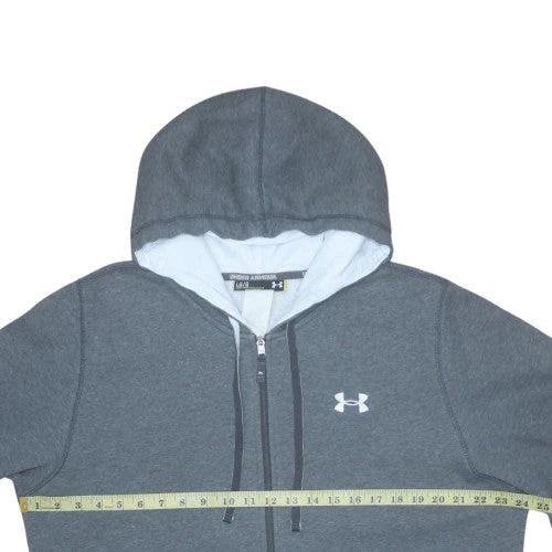 Under Armour Men Grey Full Zip Hoodie L Fleece Sportswear - Image 2