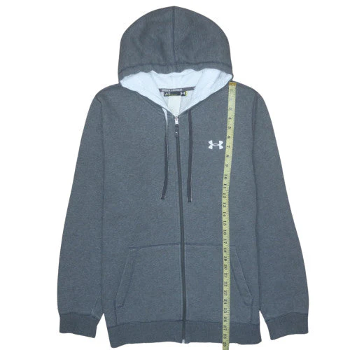 Under Armour Men Grey Full Zip Hoodie L Fleece Sportswear - Image 3