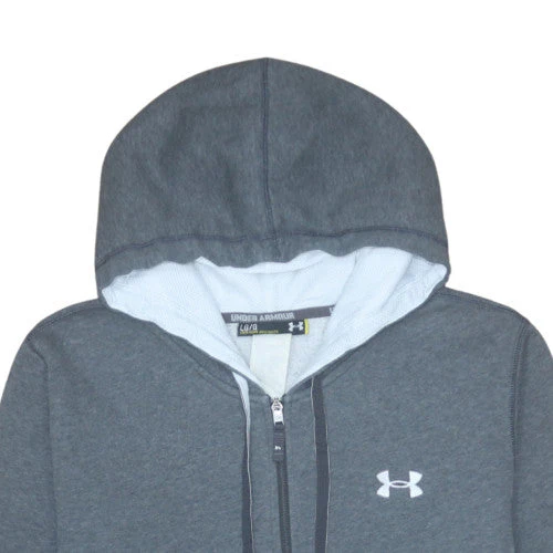 Under Armour Men Grey Full Zip Hoodie L Fleece Sportswear - Image 7
