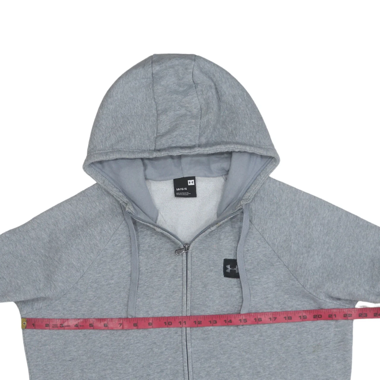 Under Armour Men’s Grey Full Zip Hoodie L Fleece Lightweight - Image 2