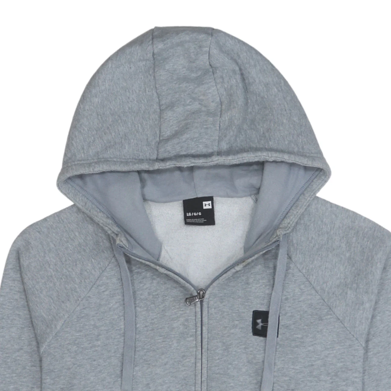 Under Armour Men’s Grey Full Zip Hoodie L Fleece Lightweight - Image 7