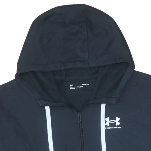 Under Armour Men's Black Full Zip Hoodie Size M Relaxed Fit Fleece - Image 7
