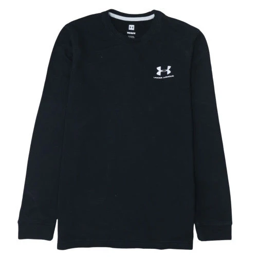 Under Armour Mens Black Medium Pullover Sweatshirt Logo Crew Neck