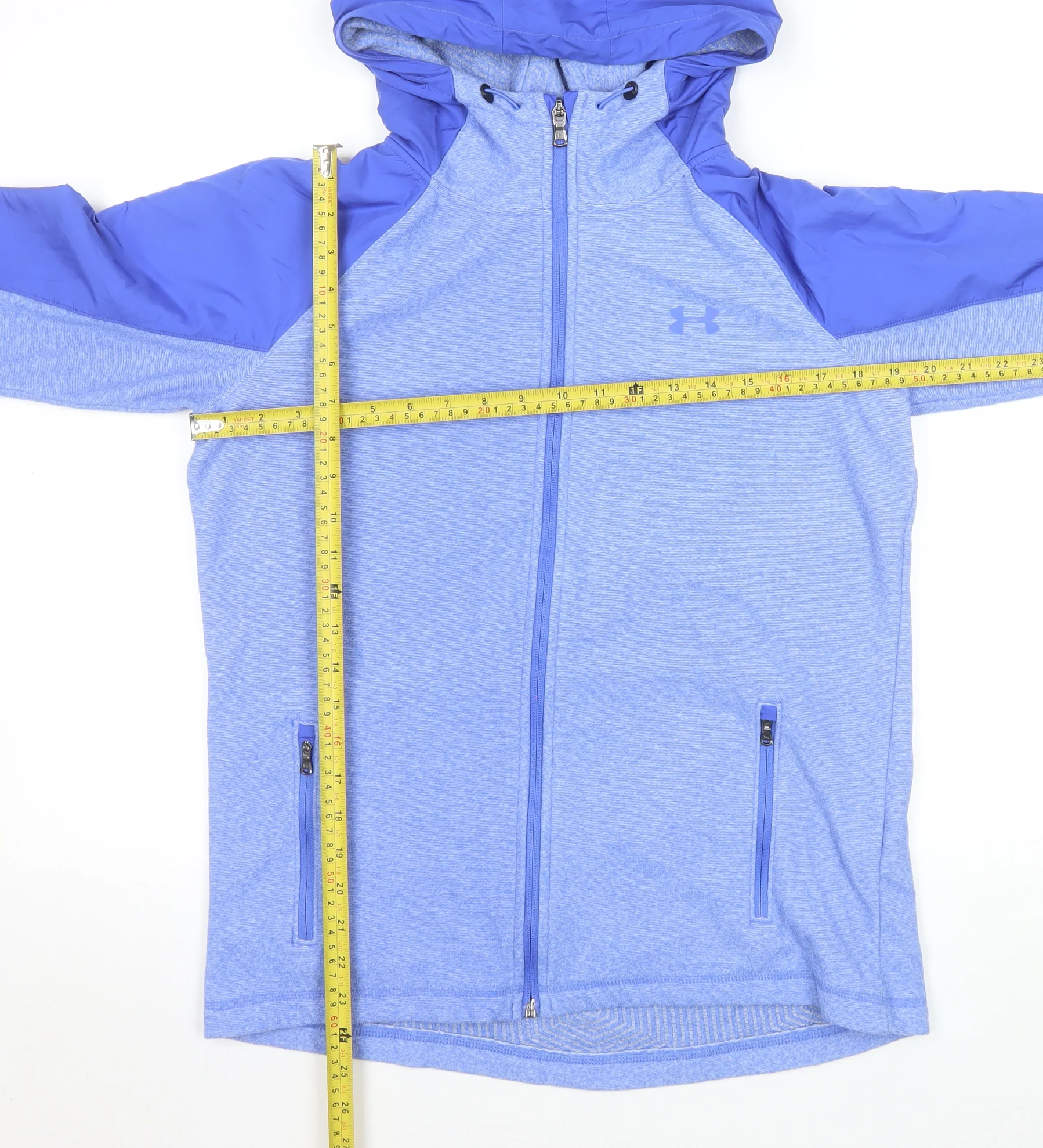 Under Armour Mens Blue Hooded ColdGear Full Zip Jacket Size M - Image 2