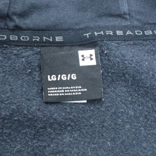 Under Armour Men's Blue Large 1/2 Zip Pullover Hoodie Threadborne Fleece - Image 5