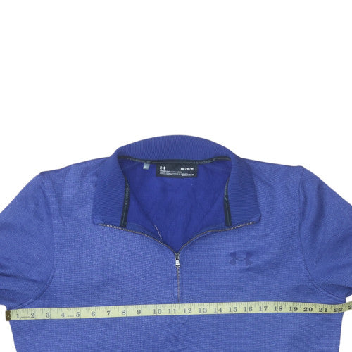 Under Armour Men's Blue Medium 1/4 Zip ColdGear Sweatshirt - Image 2