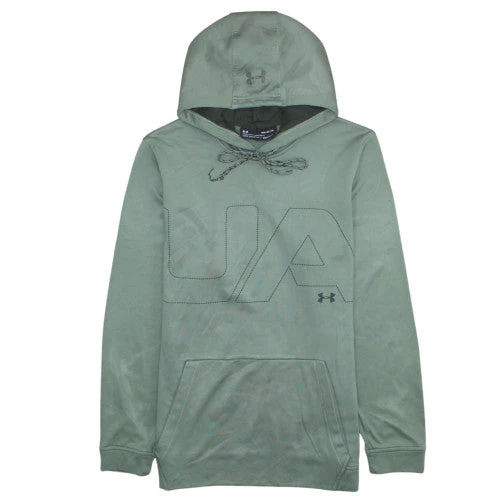 Under Armour Mens Green Pullover Hoodie Medium Loose Fit ColdGear