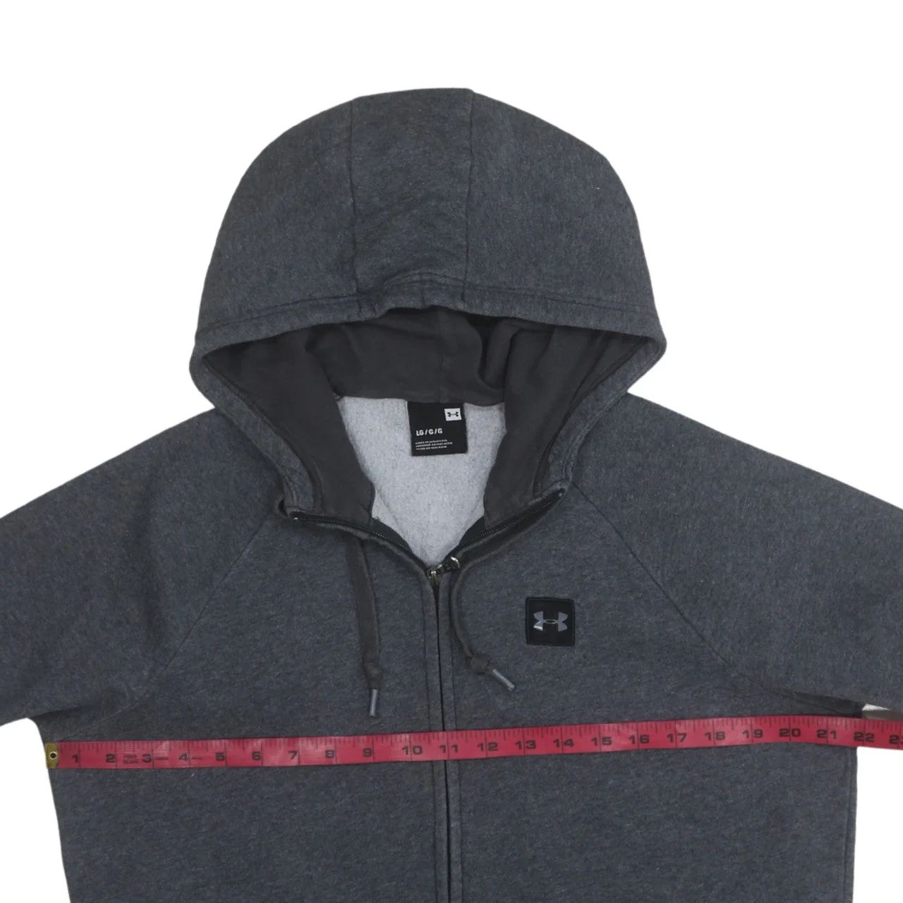 Under Armour Men's Grey Full Zip Hoodie Size L Fleece Sportswear - Image 2
