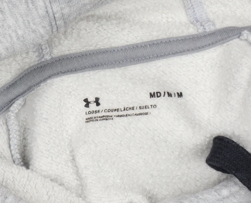 Under Armour Men's Grey Pullover Hoodie M Loose Fit Athletic Fleece - Image 5