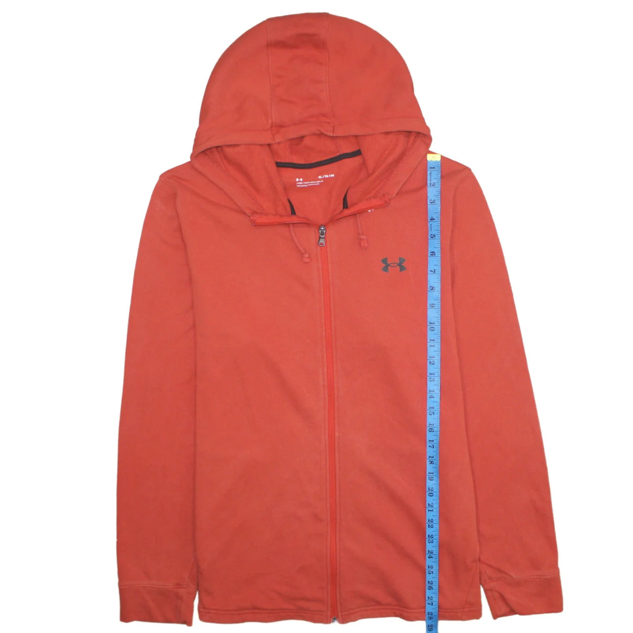 Under Armour Men's Red XL Full Zip Hoodie Cotton Blend - Image 3