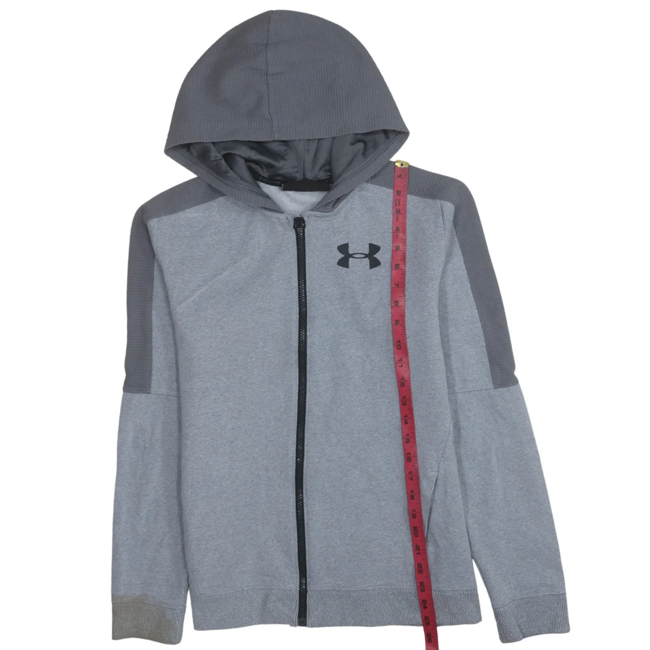 Under Armour Teens Grey Full Zip Hoodie L Relaxed Fit ColdGear - Image 2