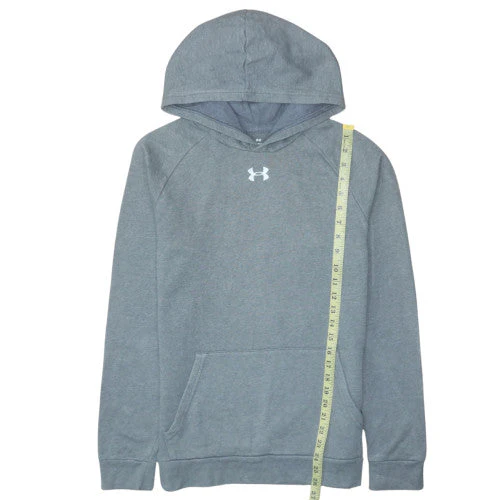 Under Armour Teens Grey Pullover Hoodie L Fleece Sportswear - Image 2