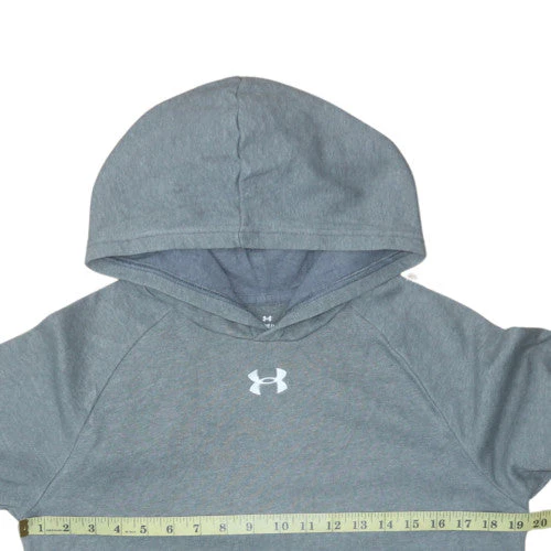 Under Armour Teens Grey Pullover Hoodie L Fleece Sportswear - Image 3
