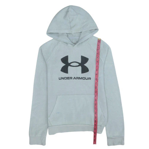 Under Armour Teens Grey Pullover Hoodie YLG Logo Fleece Sportswear - Image 2