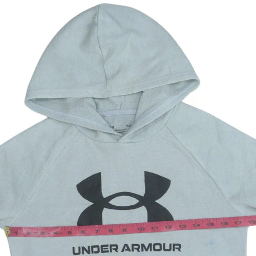 Under Armour Teens Grey Pullover Hoodie YLG Logo Fleece Sportswear - Image 3