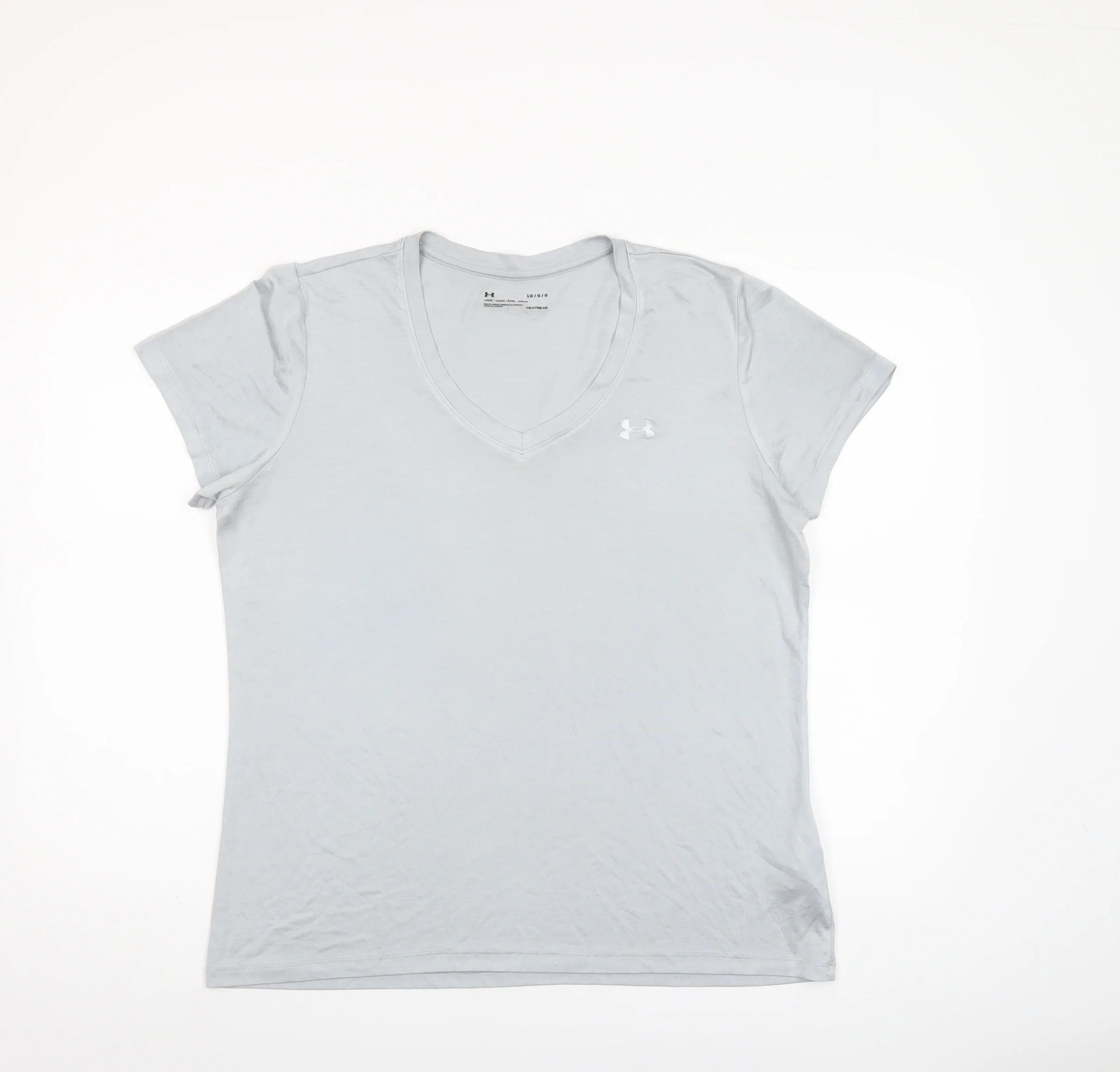 Under Armour Women Grey HeatGear V-Neck Short Sleeve T-Shirt Size L