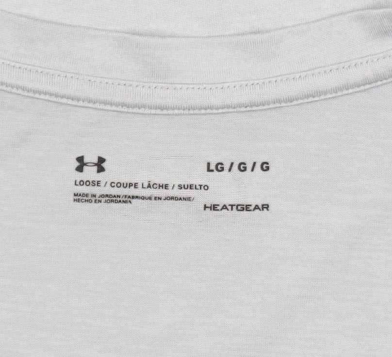 Under Armour Women Grey HeatGear V-Neck Short Sleeve T-Shirt Size L - Image 5