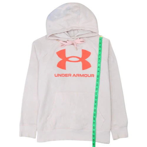 Under Armour Women's Beige Pullover Hoodie Size L Logo Design - Image 3