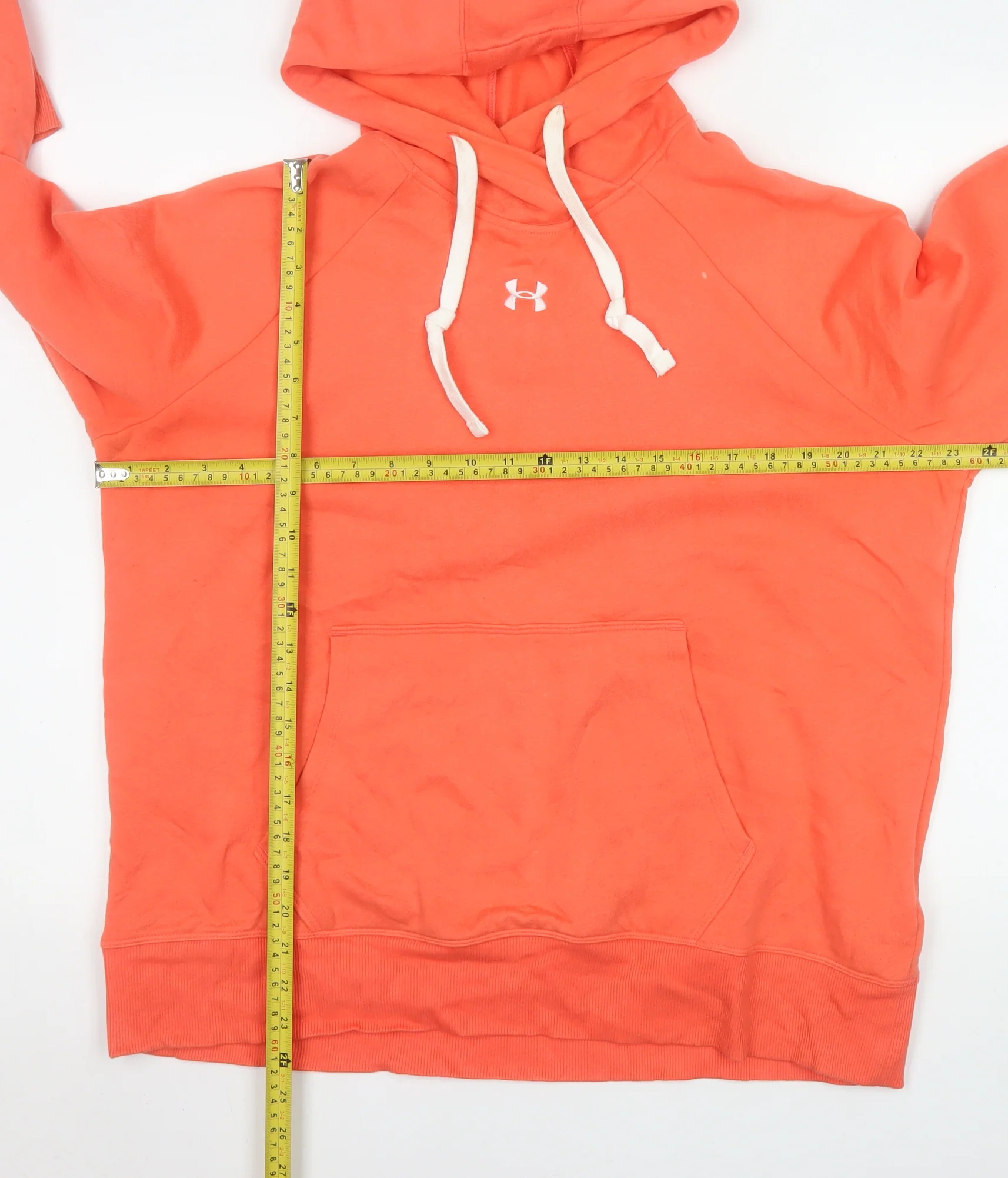 Under Armour Womens Orange Pullover Hoodie Size L Cotton Blend - Image 2