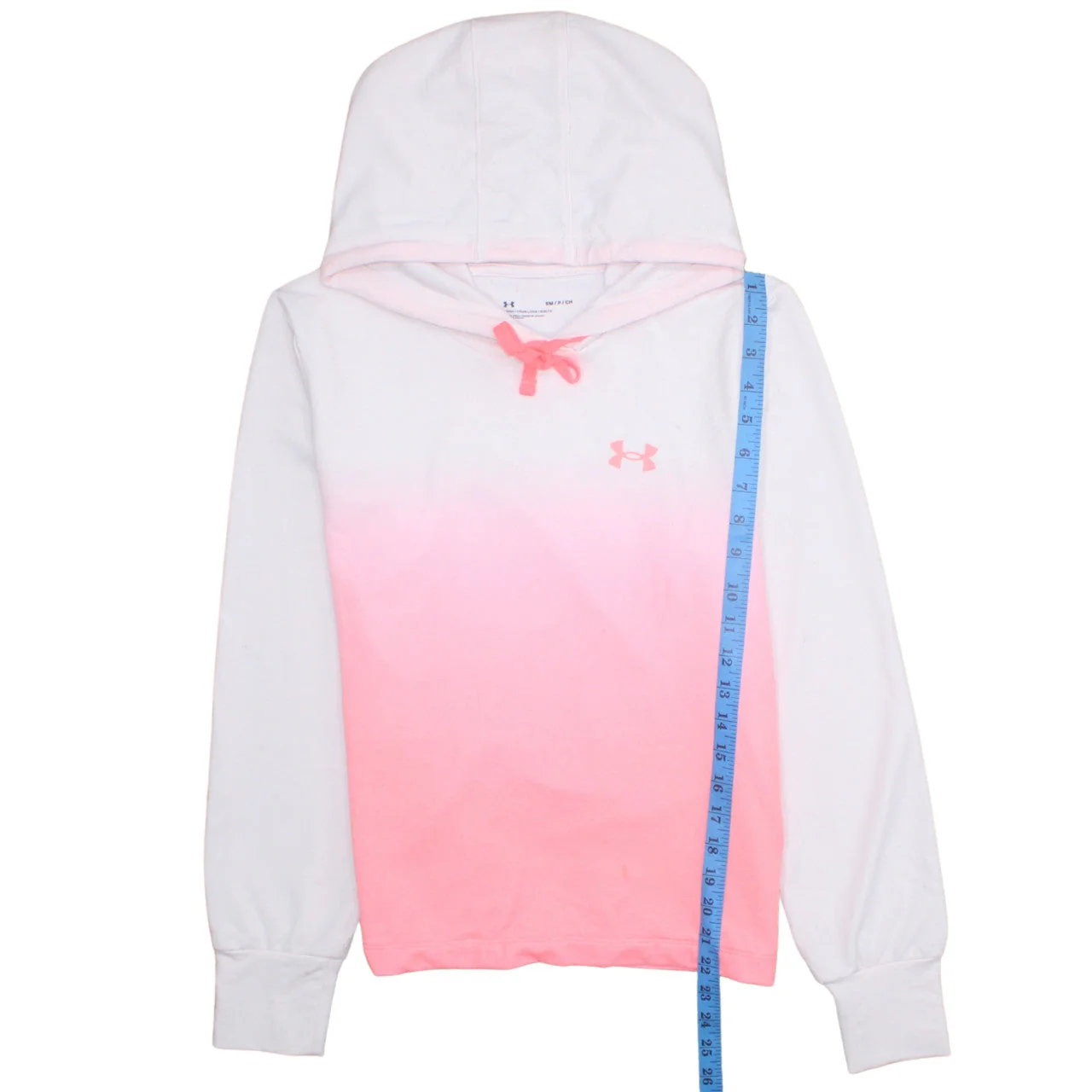 Under Armour Womens White Pink Ombre Pullover Hoodie Size Small Loose Fit - Image 3