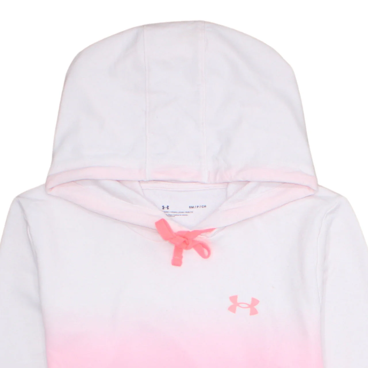 Under Armour Womens White Pink Ombre Pullover Hoodie Size Small Loose Fit - Image 8