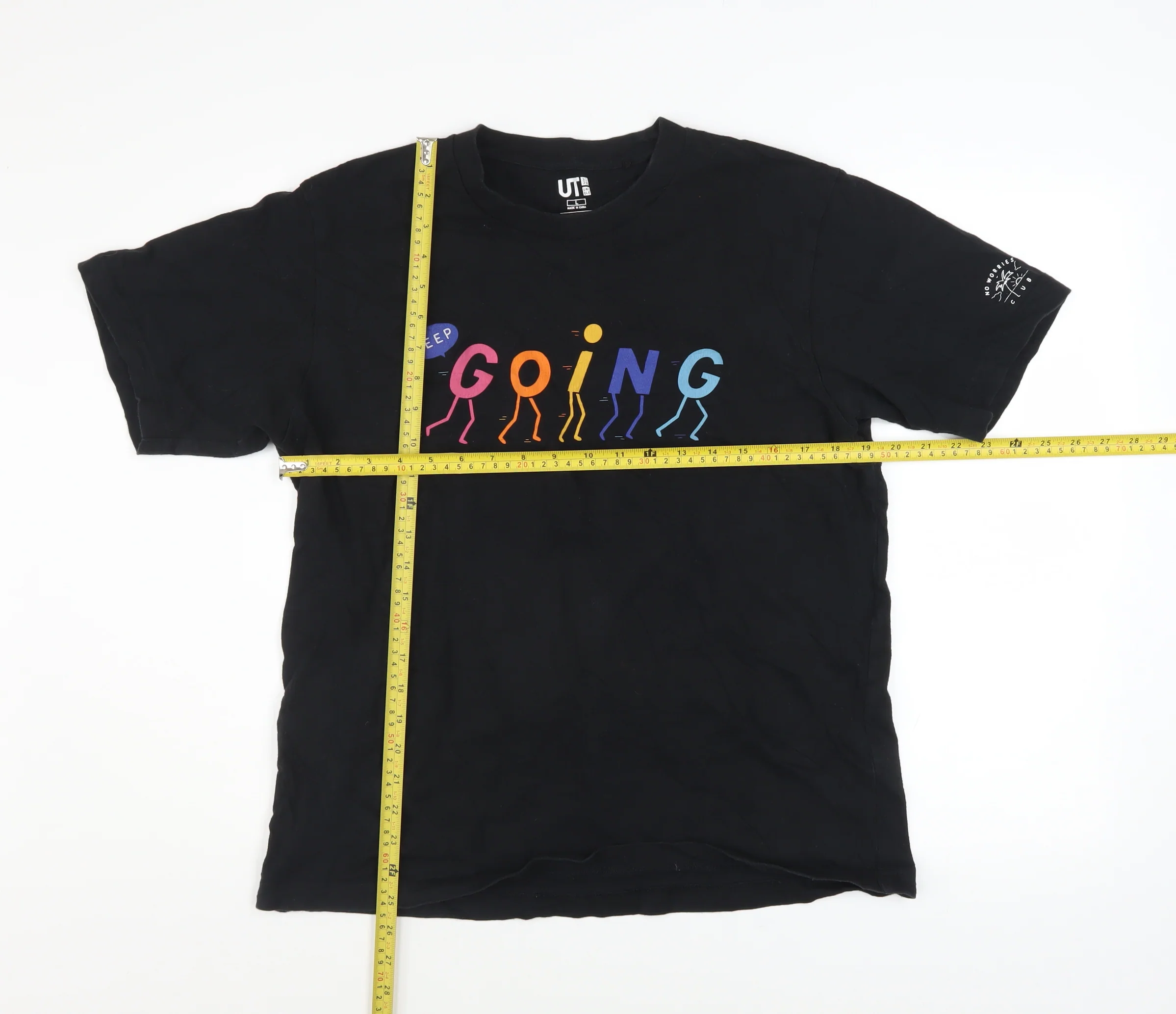 Uniqlo Men Black Keep Going Graphic T-Shirt L Short Sleeve Cotton - Image 2
