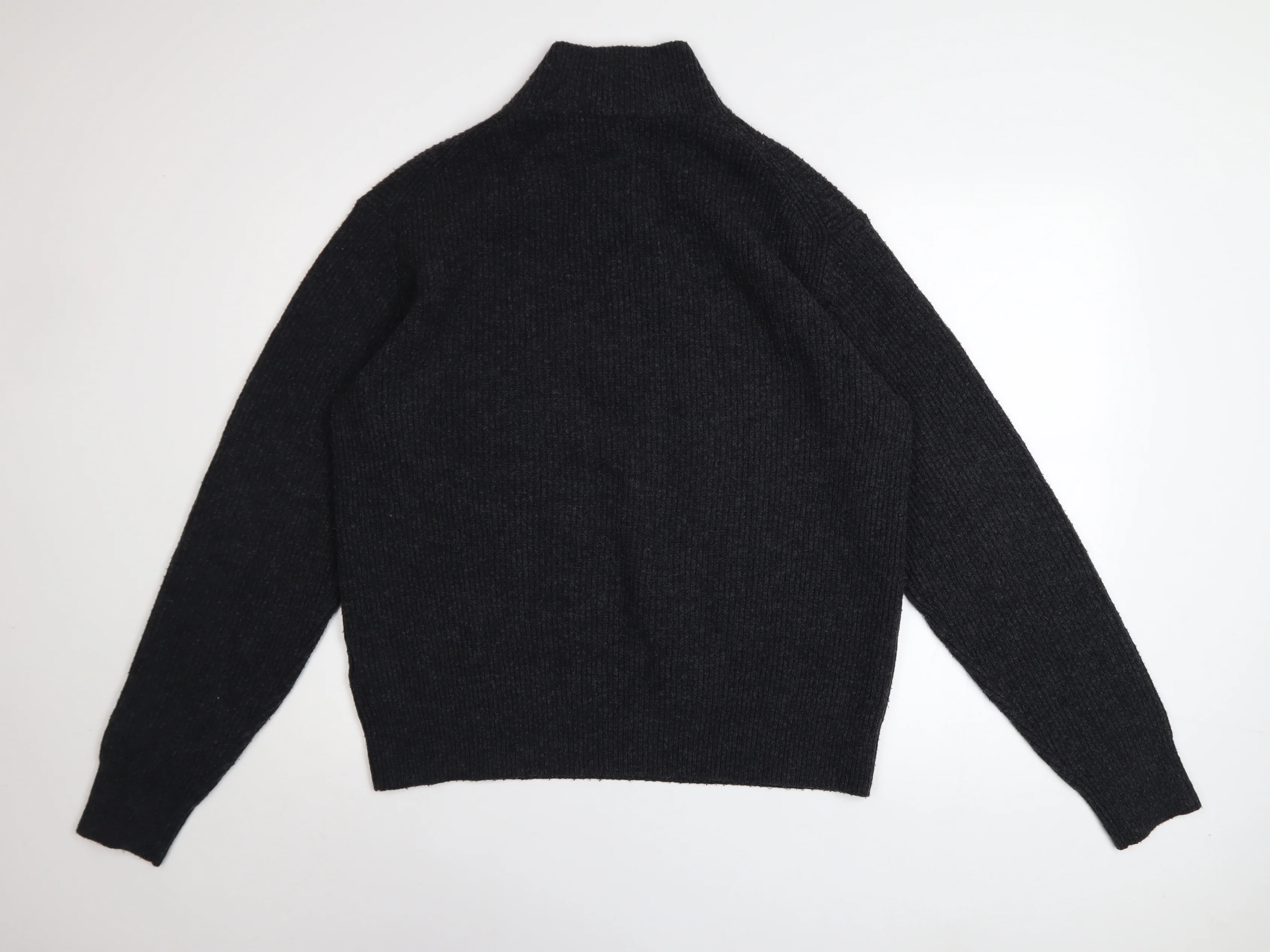 Uniqlo Men's Black M High Neck 1/2 Zip Chunky Knit Jumper - Image 3
