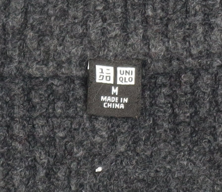 Uniqlo Men's Black M High Neck 1/2 Zip Chunky Knit Jumper - Image 4