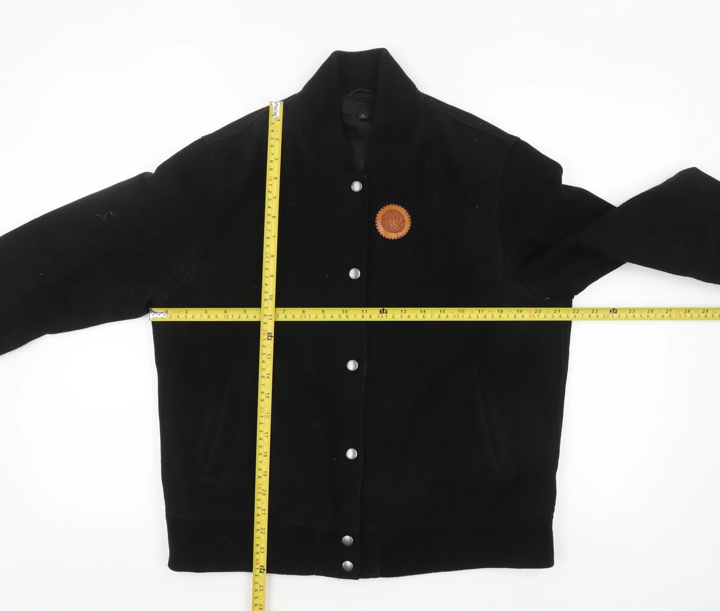 Uniqlo Mens Black Wool Varsity Jacket M Regular Stand-Up Collar - Image 2