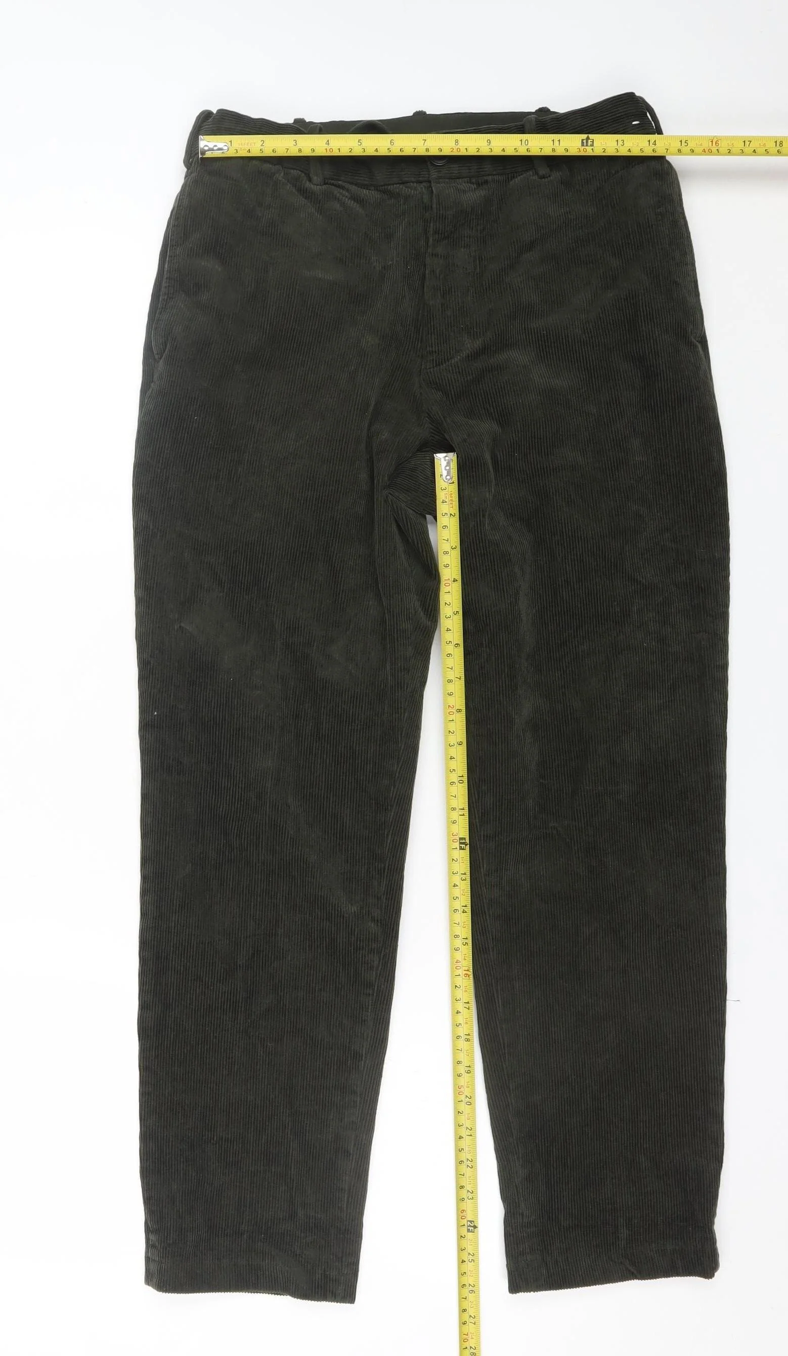 Uniqlo Men's Green Corduroy Chino Trousers Size S Regular Fit - Image 2