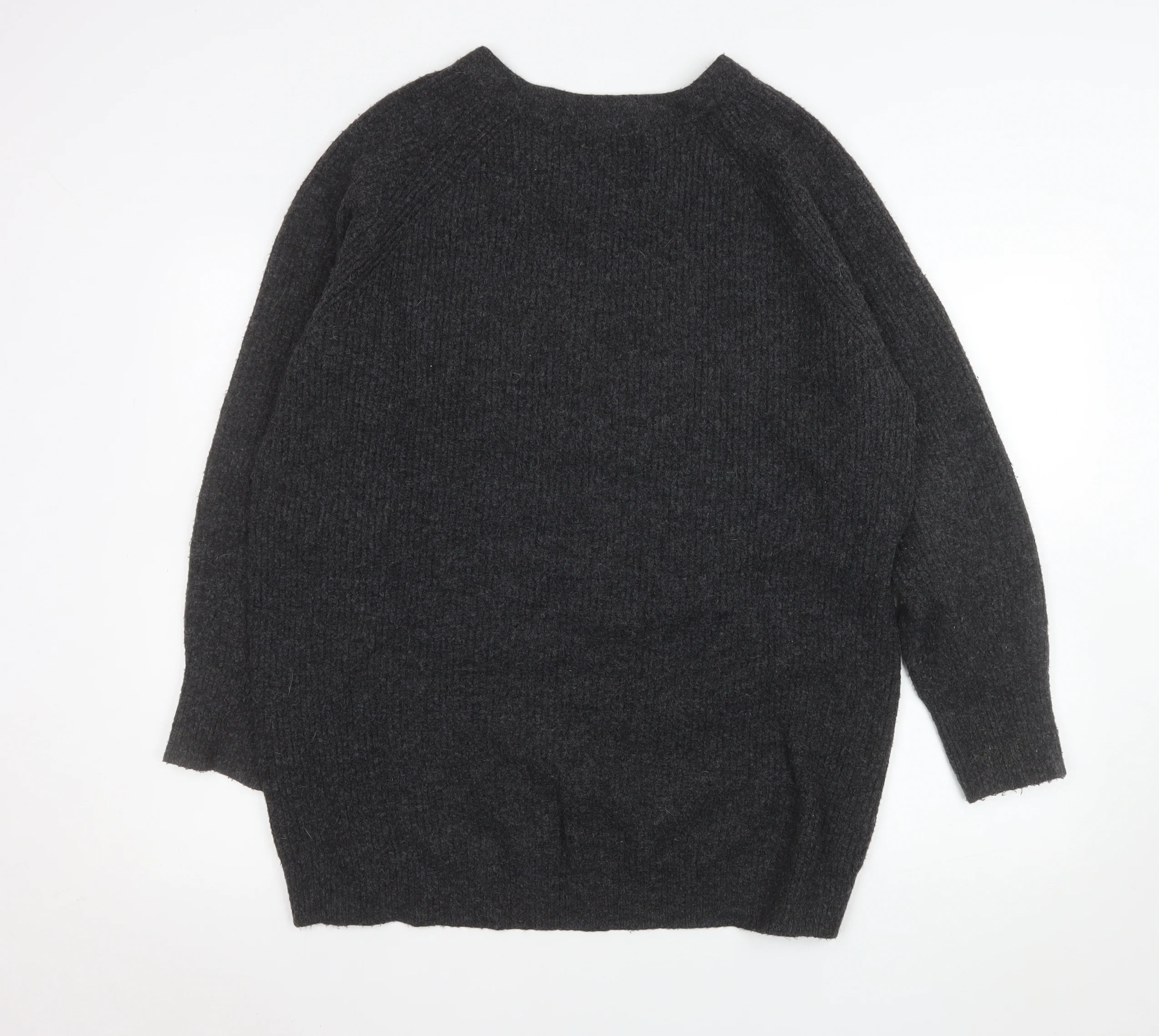 Uniqlo Mens Grey V-Neck Wool Blend Pullover Jumper M - Image 3