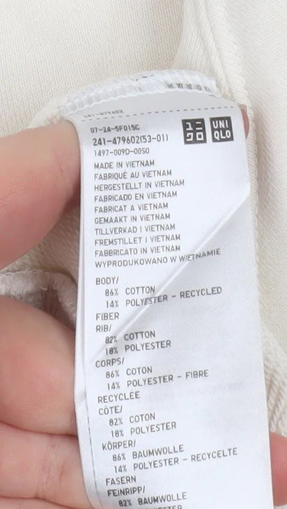 Uniqlo Women Beige Cotton Blend Pullover Sweatshirt L - Image 5