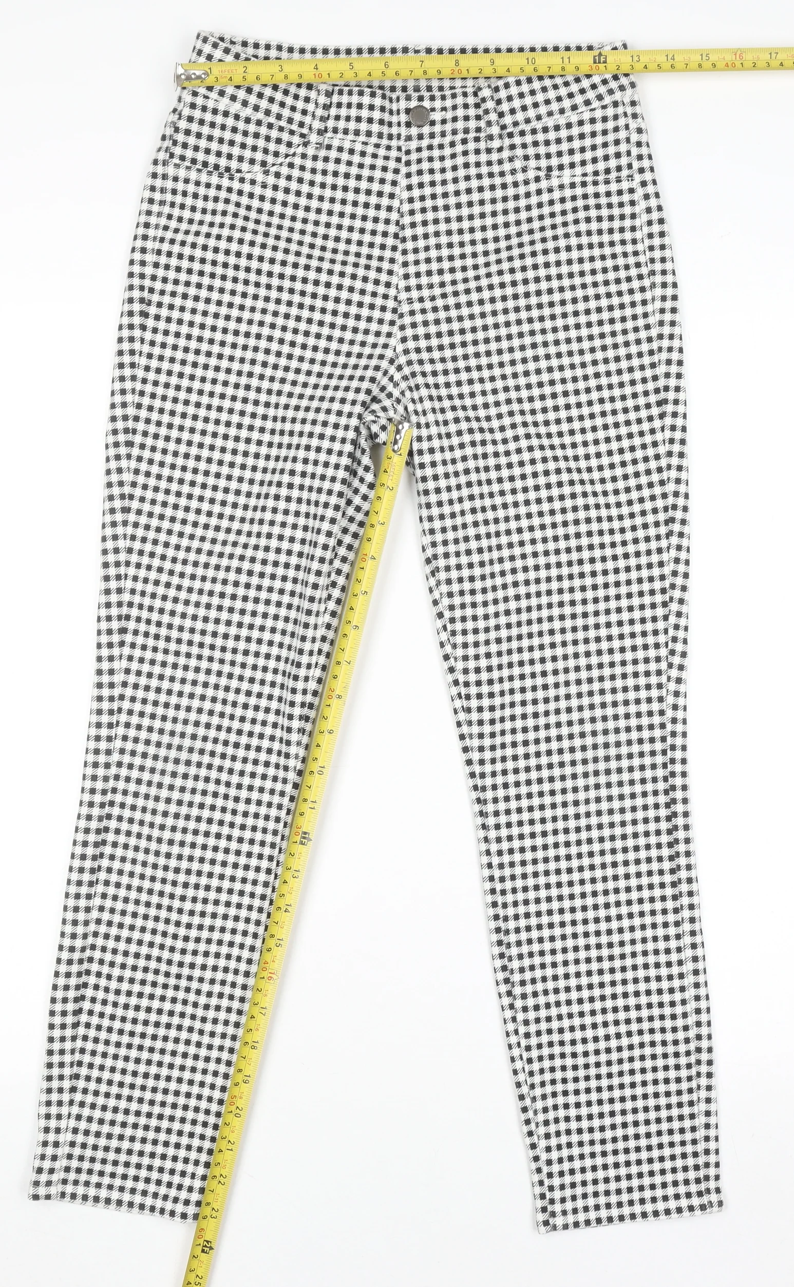 Uniqlo Women Black Check Slim Fit Stretch Cotton Leggings S - Image 2