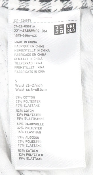 Uniqlo Women Black Check Slim Fit Stretch Cotton Leggings S - Image 4