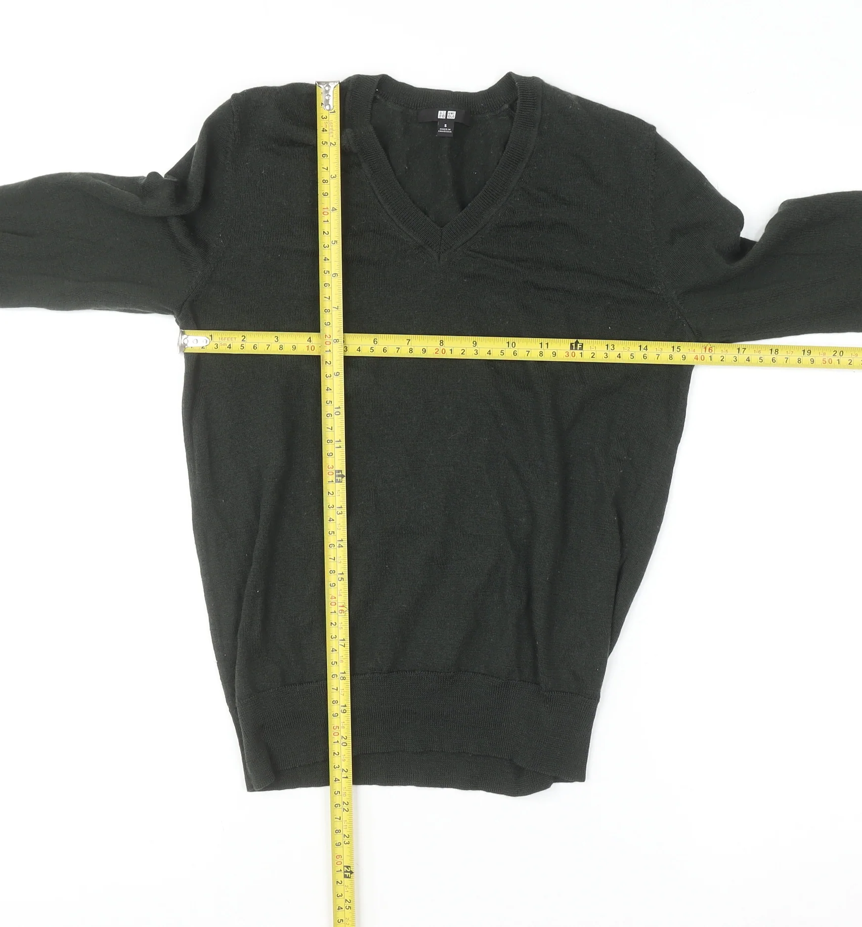 Uniqlo Women Black Wool V-Neck Jumper Size S Long Sleeve Knit - Image 3