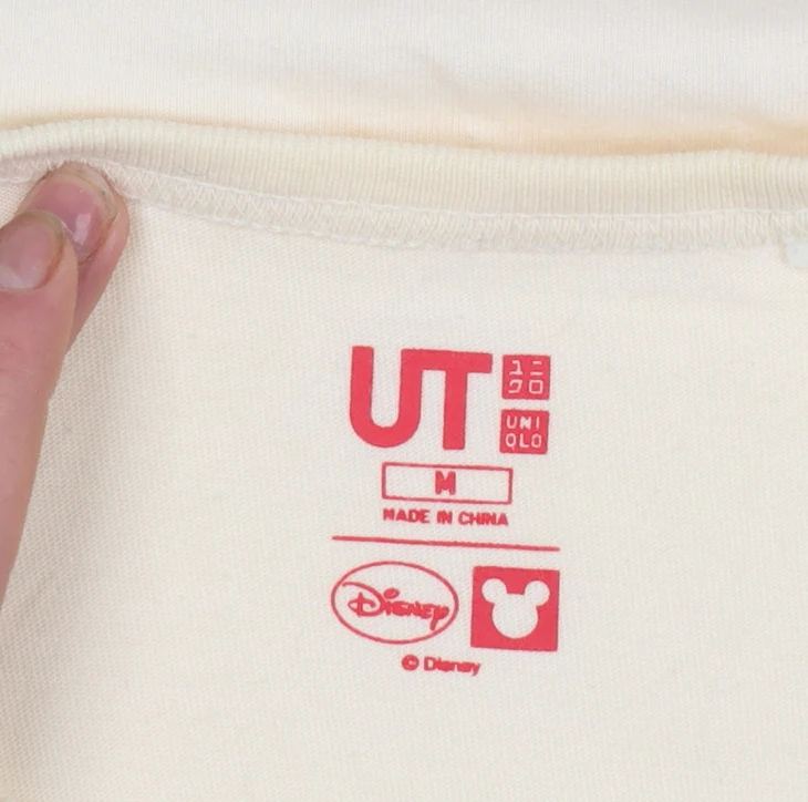 Uniqlo Women Ivory Mickey Mouse 3/4 Sleeve Cotton T-Shirt Size M - Image 5