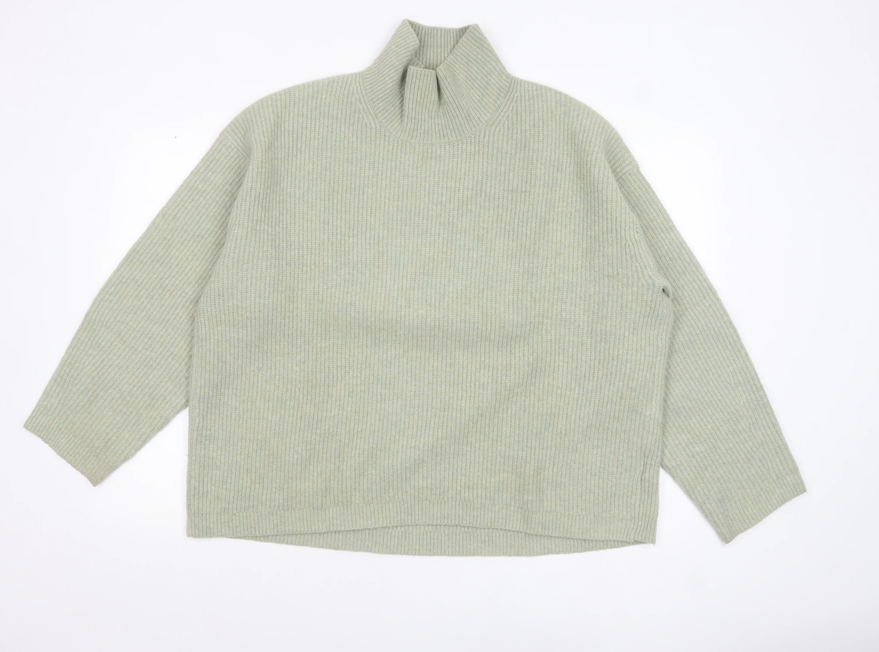 Uniqlo Women’s Beige Wool Blend Ribbed Mock Neck Jumper XL