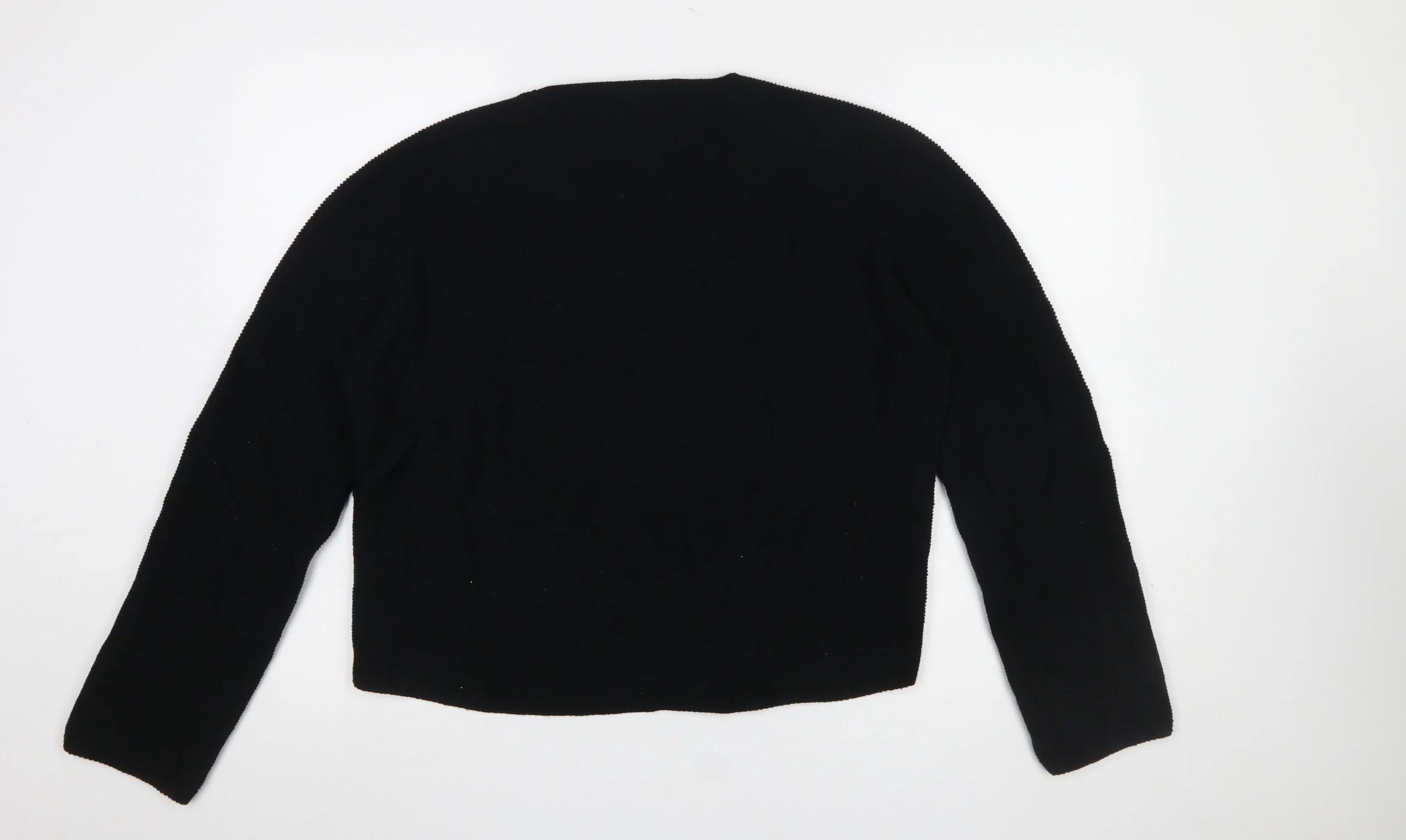 Uniqlo Womens Black Cotton V-Neck Long Sleeve Pullover Jumper M - Image 3