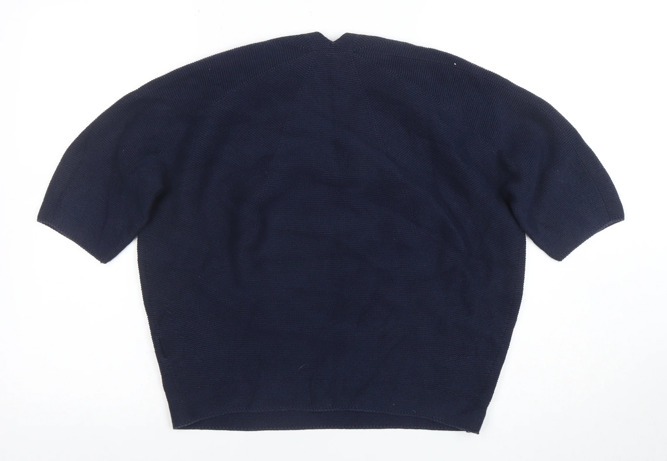 Uniqlo Womens Blue Cotton V-Neck Short Sleeve Pullover Jumper XL - Image 3
